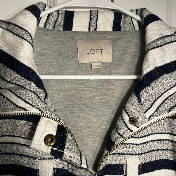 Loft Breton Women's Small Anorak Jacket Nautical Navy Blue & White Striped - Picture 7 of 10